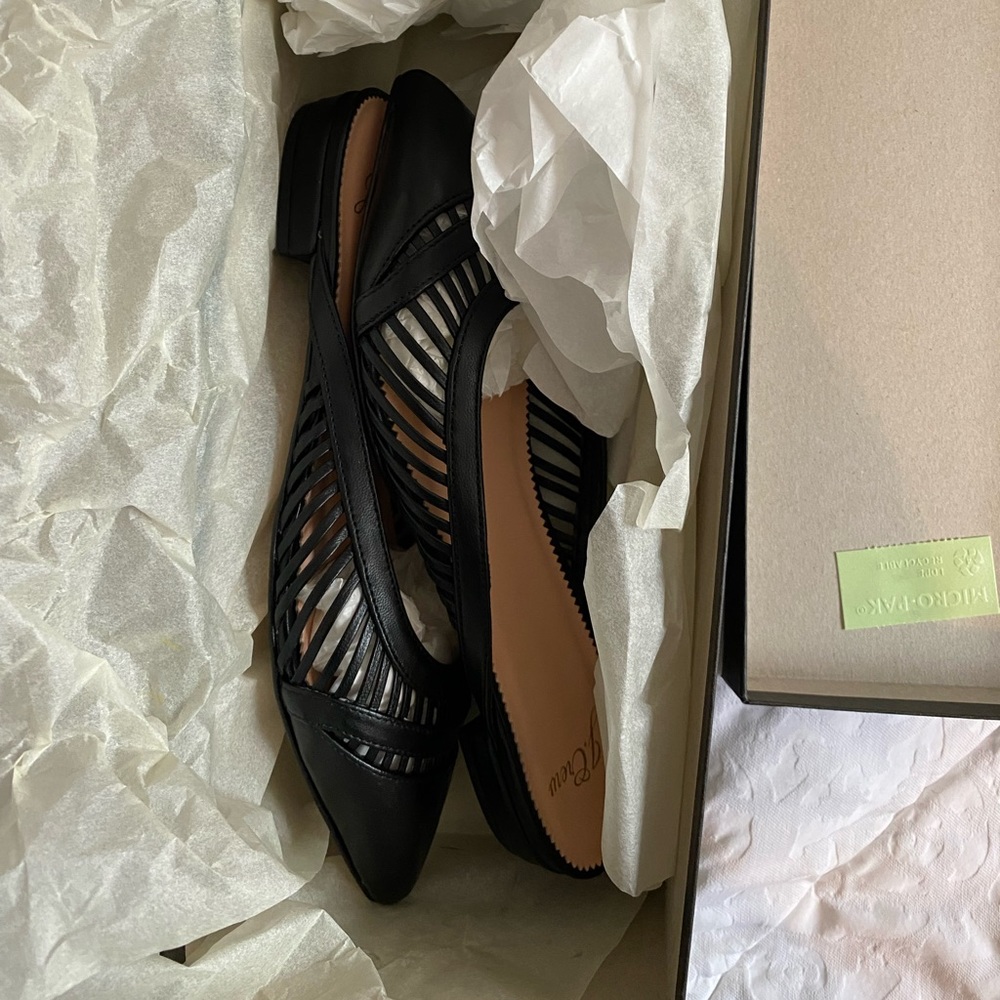 Jcrew backless cage mules in leather. New in box.